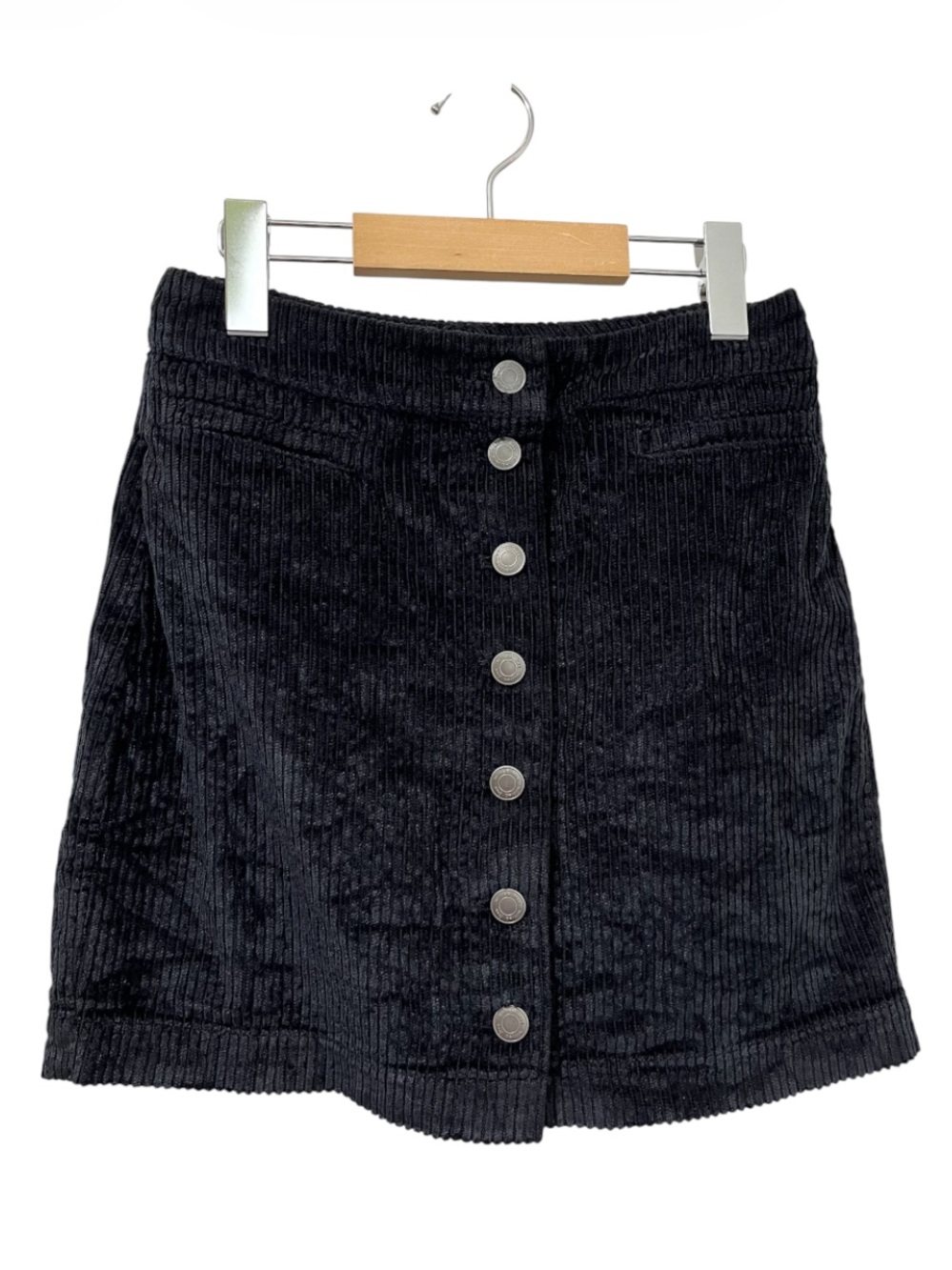 Wilfred Free Karmen Black Corduroy Button-Front Mini Skirt